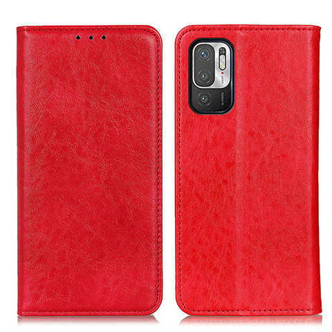 Coque Portefeuille Livre Cuir Etui Clapet K01Z pour Xiaomi Redmi Note 10T 5G Rouge