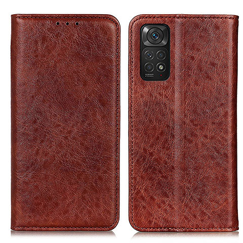 Coque Portefeuille Livre Cuir Etui Clapet K01Z pour Xiaomi Redmi Note 11 4G (2022) Marron