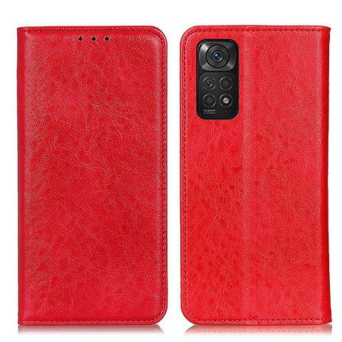 Coque Portefeuille Livre Cuir Etui Clapet K01Z pour Xiaomi Redmi Note 11 4G (2022) Rouge