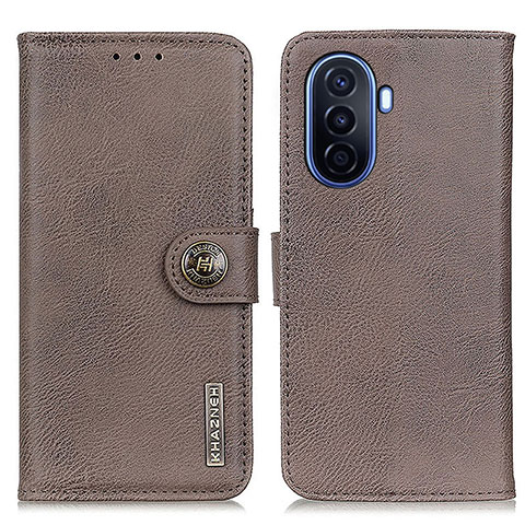 Coque Portefeuille Livre Cuir Etui Clapet K02Z pour Huawei Enjoy 50 Gris