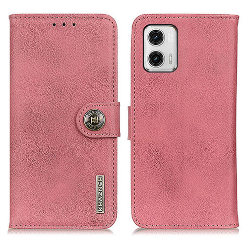 Coque Portefeuille Livre Cuir Etui Clapet K02Z pour Motorola Moto G73 5G Rose