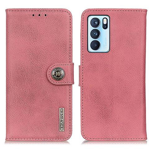 Coque Portefeuille Livre Cuir Etui Clapet K02Z pour Oppo Reno6 Pro 5G India Rose