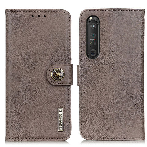 Coque Portefeuille Livre Cuir Etui Clapet K02Z pour Sony Xperia 1 III Gris