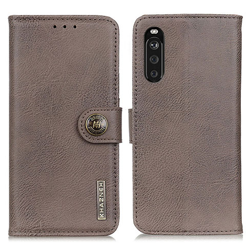 Coque Portefeuille Livre Cuir Etui Clapet K02Z pour Sony Xperia 10 III Gris