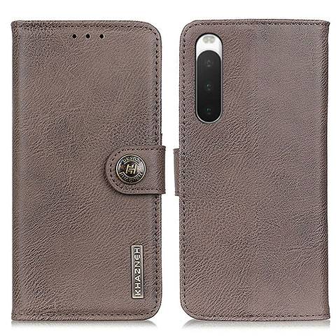 Coque Portefeuille Livre Cuir Etui Clapet K02Z pour Sony Xperia 10 V Gris