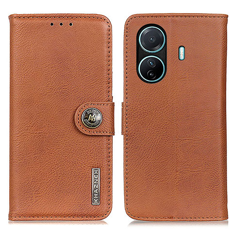 Coque Portefeuille Livre Cuir Etui Clapet K02Z pour Vivo iQOO Z6 Pro 5G Marron