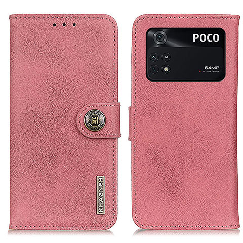 Coque Portefeuille Livre Cuir Etui Clapet K02Z pour Xiaomi Poco M4 Pro 4G Rose