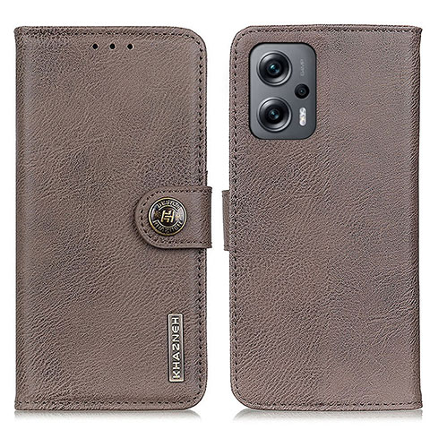 Coque Portefeuille Livre Cuir Etui Clapet K02Z pour Xiaomi Redmi Note 12T Pro 5G Gris