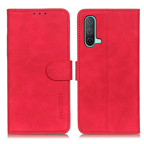 Coque Portefeuille Livre Cuir Etui Clapet K03Z pour OnePlus Nord CE 5G Rouge