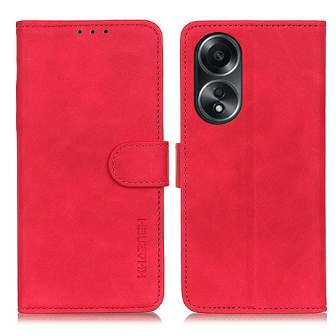 Coque Portefeuille Livre Cuir Etui Clapet K03Z pour Oppo A18 Rouge