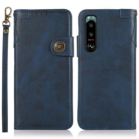 Coque Portefeuille Livre Cuir Etui Clapet K03Z pour Sony Xperia 5 III Bleu