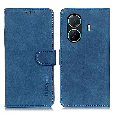 Coque Portefeuille Livre Cuir Etui Clapet K03Z pour Vivo T1 Pro 5G Bleu