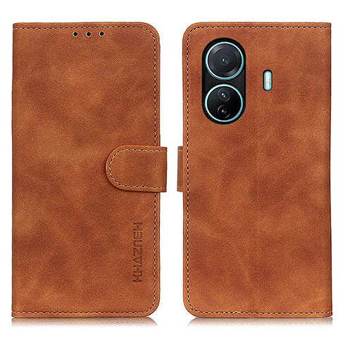 Coque Portefeuille Livre Cuir Etui Clapet K03Z pour Vivo T1 Pro 5G Marron