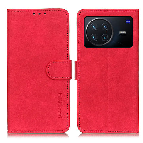 Coque Portefeuille Livre Cuir Etui Clapet K03Z pour Vivo X Note Rouge