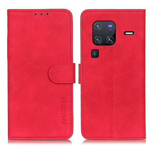 Coque Portefeuille Livre Cuir Etui Clapet K03Z pour Vivo X80 Pro 5G Rouge