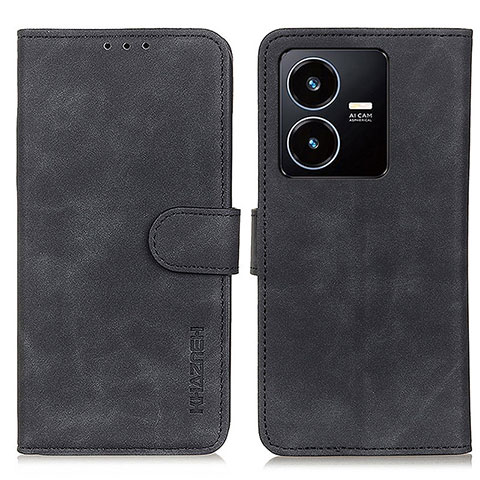 Coque Portefeuille Livre Cuir Etui Clapet K03Z pour Vivo Y22 Noir