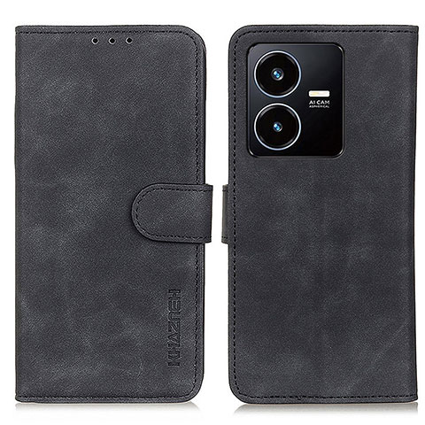 Coque Portefeuille Livre Cuir Etui Clapet K03Z pour Vivo Y22s Noir