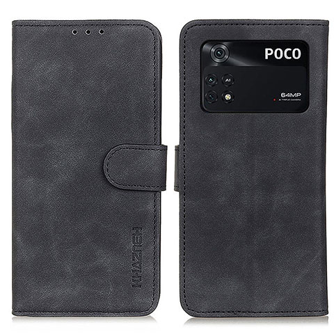 Coque Portefeuille Livre Cuir Etui Clapet K03Z pour Xiaomi Poco M4 Pro 4G Noir