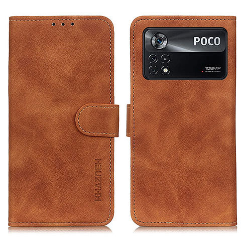 Coque Portefeuille Livre Cuir Etui Clapet K03Z pour Xiaomi Poco X4 Pro 5G Marron