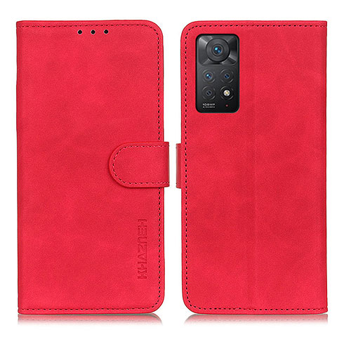 Coque Portefeuille Livre Cuir Etui Clapet K03Z pour Xiaomi Redmi Note 11 Pro 4G Rouge