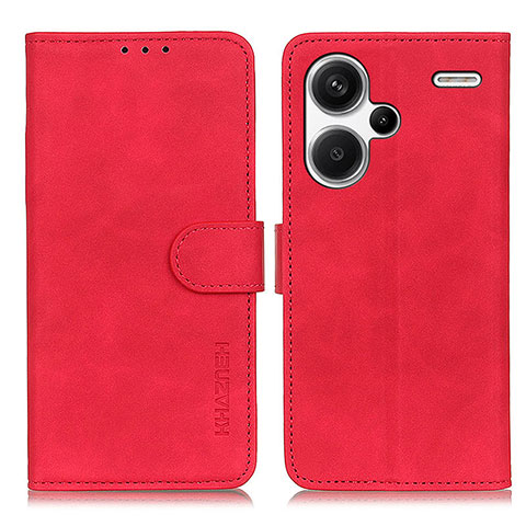 Coque Portefeuille Livre Cuir Etui Clapet K03Z pour Xiaomi Redmi Note 13 Pro+ Plus 5G Rouge