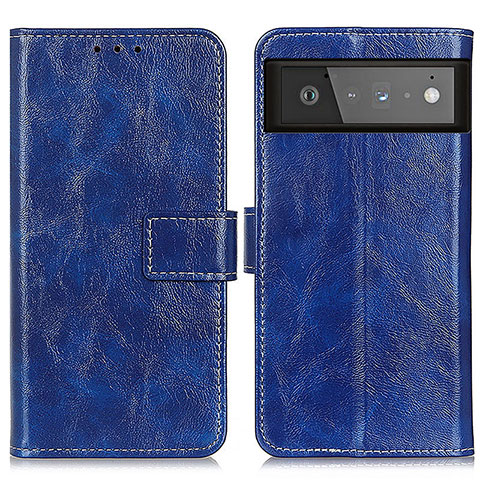 Coque Portefeuille Livre Cuir Etui Clapet K04Z pour Google Pixel 6 5G Bleu