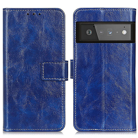 Coque Portefeuille Livre Cuir Etui Clapet K04Z pour Google Pixel 6 Pro 5G Bleu