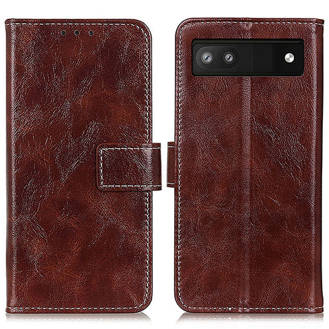 Coque Portefeuille Livre Cuir Etui Clapet K04Z pour Google Pixel 6a 5G Marron