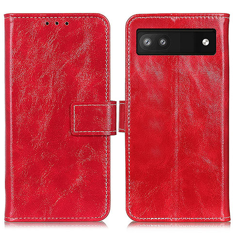 Coque Portefeuille Livre Cuir Etui Clapet K04Z pour Google Pixel 6a 5G Rouge