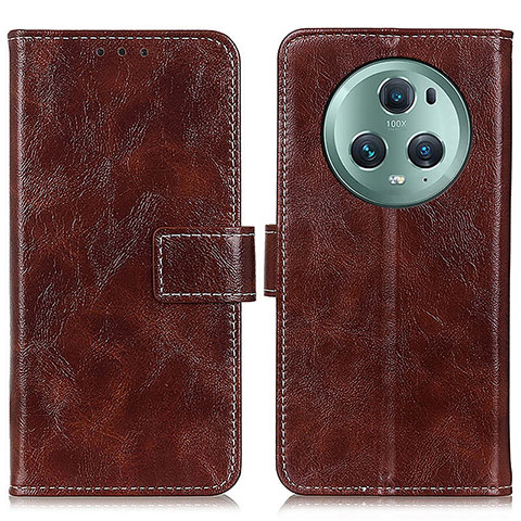 Coque Portefeuille Livre Cuir Etui Clapet K04Z pour Huawei Honor Magic5 Pro 5G Marron