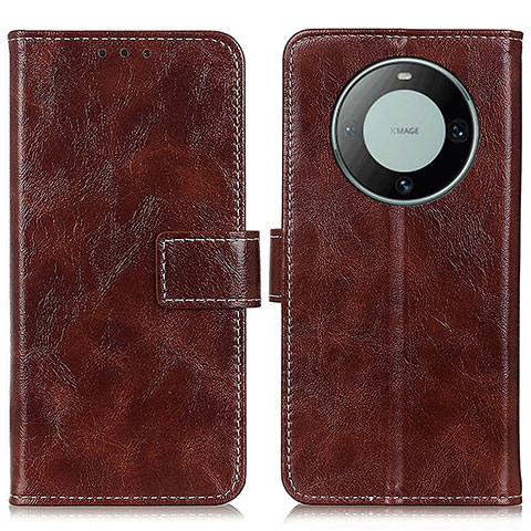 Coque Portefeuille Livre Cuir Etui Clapet K04Z pour Huawei Mate 60 Pro Marron