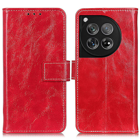 Coque Portefeuille Livre Cuir Etui Clapet K04Z pour OnePlus 12 5G Rouge