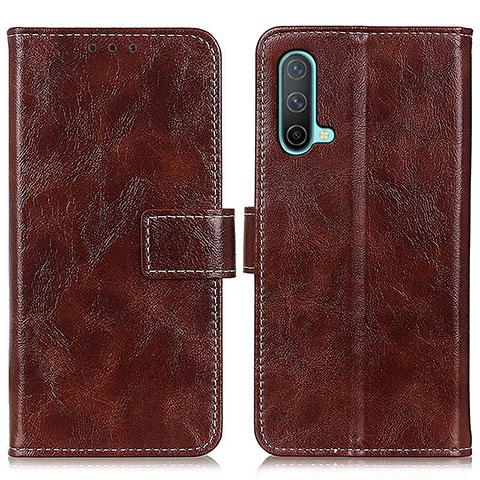 Coque Portefeuille Livre Cuir Etui Clapet K04Z pour OnePlus Nord CE 5G Marron