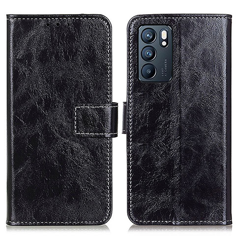 Coque Portefeuille Livre Cuir Etui Clapet K04Z pour Oppo Reno6 5G Noir