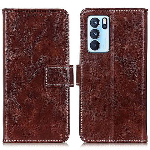 Coque Portefeuille Livre Cuir Etui Clapet K04Z pour Oppo Reno6 Pro 5G India Marron