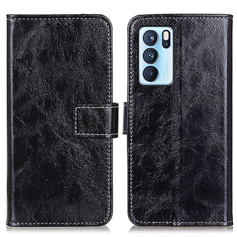 Coque Portefeuille Livre Cuir Etui Clapet K04Z pour Oppo Reno6 Pro 5G India Noir