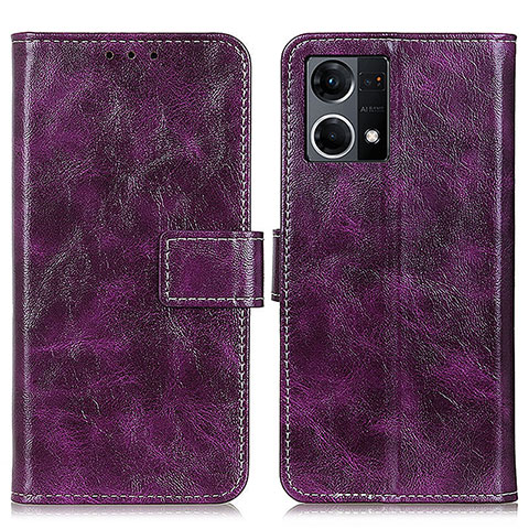 Coque Portefeuille Livre Cuir Etui Clapet K04Z pour Oppo Reno7 4G Violet