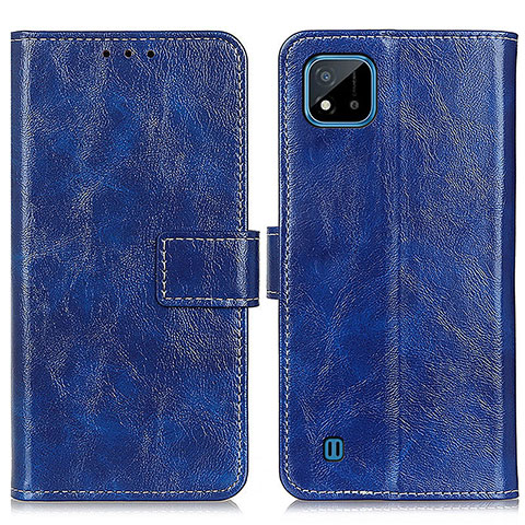 Coque Portefeuille Livre Cuir Etui Clapet K04Z pour Realme C20A Bleu