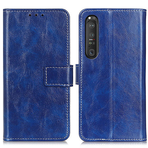 Coque Portefeuille Livre Cuir Etui Clapet K04Z pour Sony Xperia 1 III Bleu