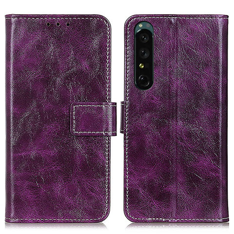 Coque Portefeuille Livre Cuir Etui Clapet K04Z pour Sony Xperia 1 IV SO-51C Violet