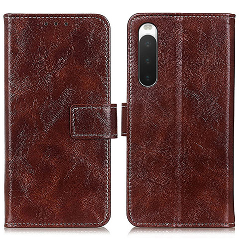 Coque Portefeuille Livre Cuir Etui Clapet K04Z pour Sony Xperia 10 IV SOG07 Marron