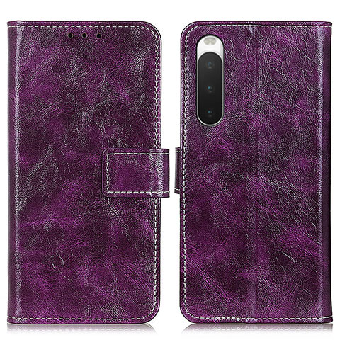 Coque Portefeuille Livre Cuir Etui Clapet K04Z pour Sony Xperia 10 IV SOG07 Violet