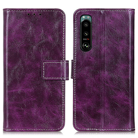 Coque Portefeuille Livre Cuir Etui Clapet K04Z pour Sony Xperia 5 III SO-53B Violet