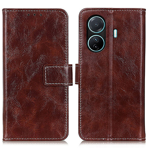 Coque Portefeuille Livre Cuir Etui Clapet K04Z pour Vivo iQOO Z6 Pro 5G Marron