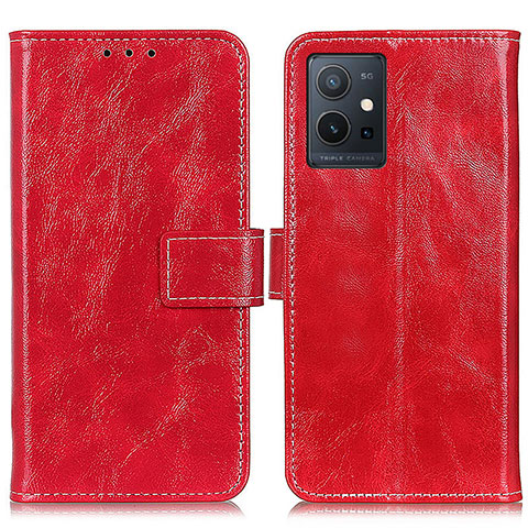 Coque Portefeuille Livre Cuir Etui Clapet K04Z pour Vivo T1 5G India Rouge