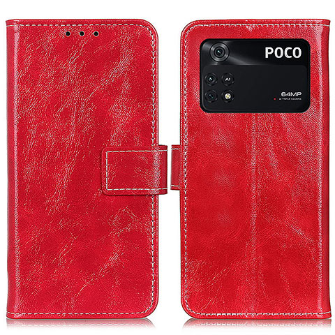 Coque Portefeuille Livre Cuir Etui Clapet K04Z pour Xiaomi Poco M4 Pro 4G Rouge