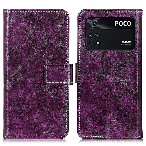 Coque Portefeuille Livre Cuir Etui Clapet K04Z pour Xiaomi Poco M4 Pro 4G Violet