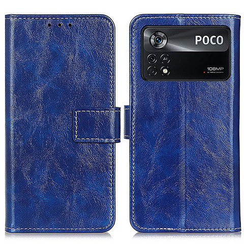 Coque Portefeuille Livre Cuir Etui Clapet K04Z pour Xiaomi Poco X4 Pro 5G Bleu