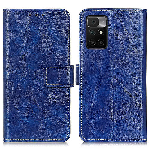 Coque Portefeuille Livre Cuir Etui Clapet K04Z pour Xiaomi Redmi 10 4G Bleu