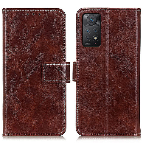 Coque Portefeuille Livre Cuir Etui Clapet K04Z pour Xiaomi Redmi Note 11 Pro 4G Marron